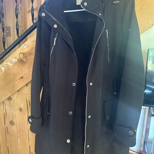 Michael Kors Black Water Resistant Coat Gold Accents Large